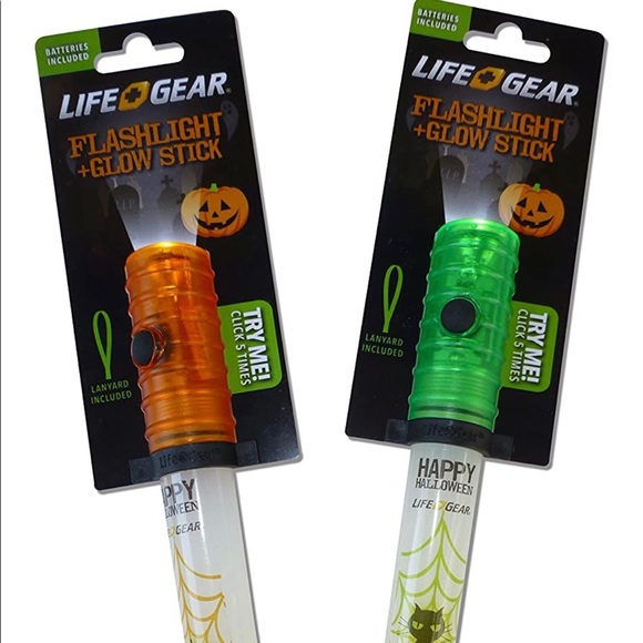 Life Gear Halloween Flashlight Glow Stick w Whistle and Lanyard, 2 Pieces - Picture 2 of 3